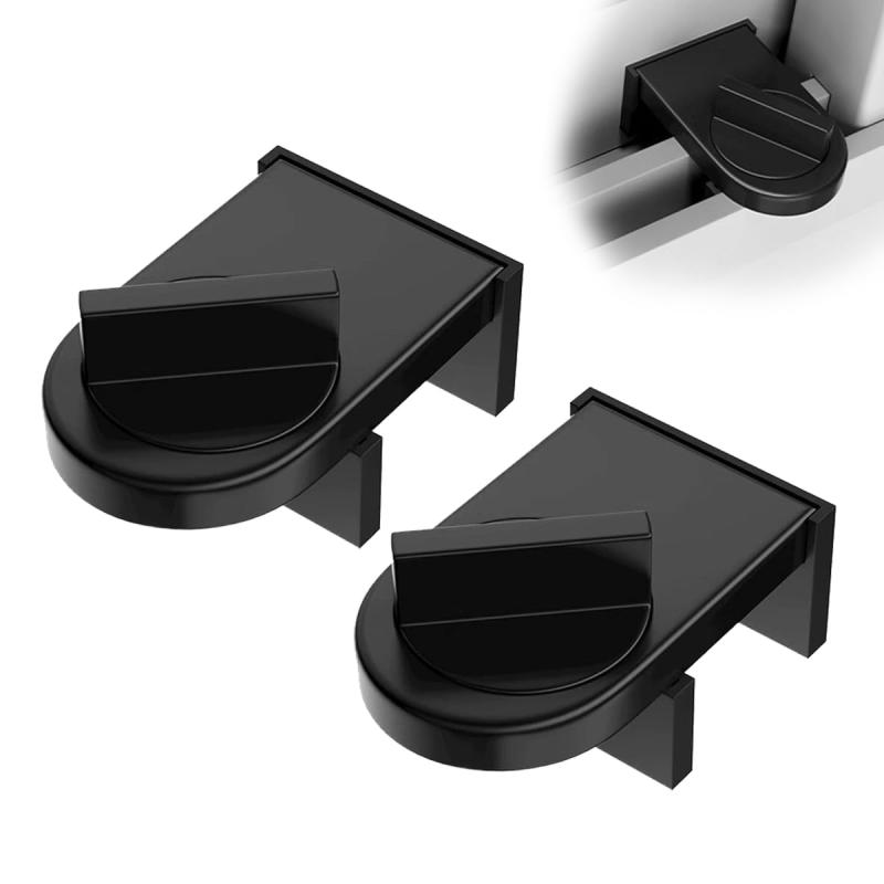 Yurika 窓 ロック 防犯 補助錠 防犯グッズ 2個 引き戸 ストッパー 子供 安全ロックドアロック 網戸対応 サッシ窓補助錠 転落防護 盗難防止子ども・ペットの転落防止上下枠用 簡単設置-ブラッ【耐衝撃性、耐久性に優れ】ダイカスト鋼+...