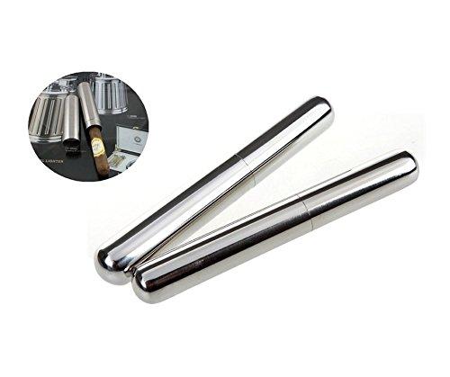 ヒュミドール 葉巻 ケース シガー チューブ ステンレス ケース 携帯 保管 喫煙具 (2本)