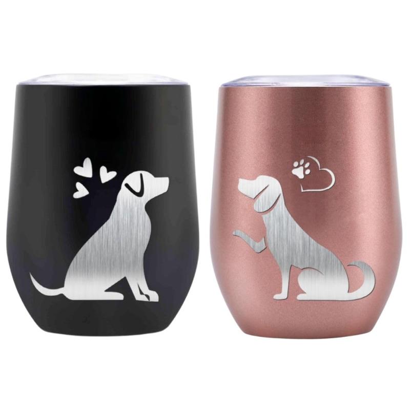Rakuten - 犬 グッズ マグカップ ペア 犬好きプレゼント カップル 人気 誕生日 バレンタインデー 夫婦 贈り物 ふた付き 保温保冷 真空断熱 (350ml * 2)