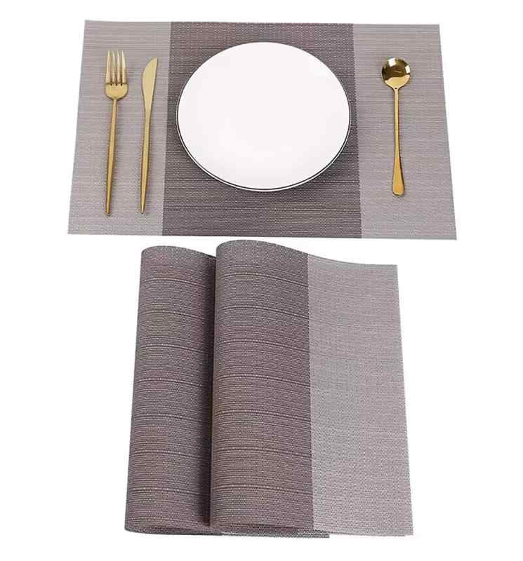 ランチョンマット4枚 北欧風 食事マット PVC製 拼色 滑り止め 耐熱 洗える 餐桌マット 家庭用/レストラン用 45×30cm