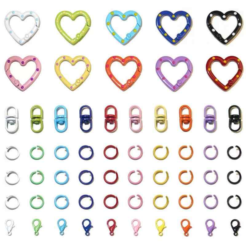 KSYN KO-KO 240ピース ハート型キーチェーン留め金優れた外観:当社のスプリングゲートリングは、色が変わるハートの形にデザインされており、ユニークで繊細に見え、DIYクラフトに最適です。