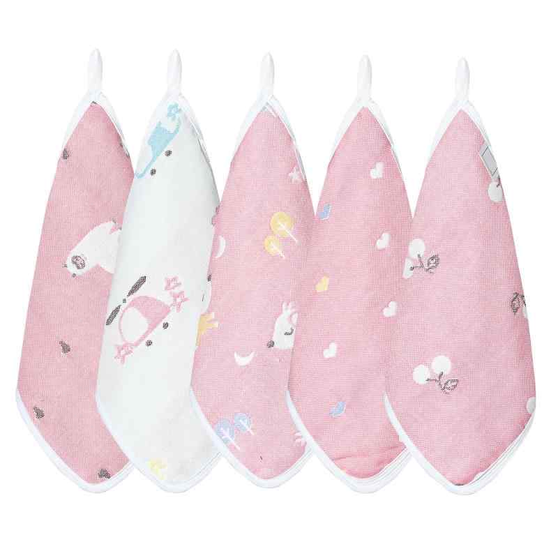 [HOOMCOOM] ガーゼハンカチ ベビー 6層 ガーゼタオル 赤ちゃん ループ付き 名前を書ける 保育園用 綿100% 25x25cm 5枚セット