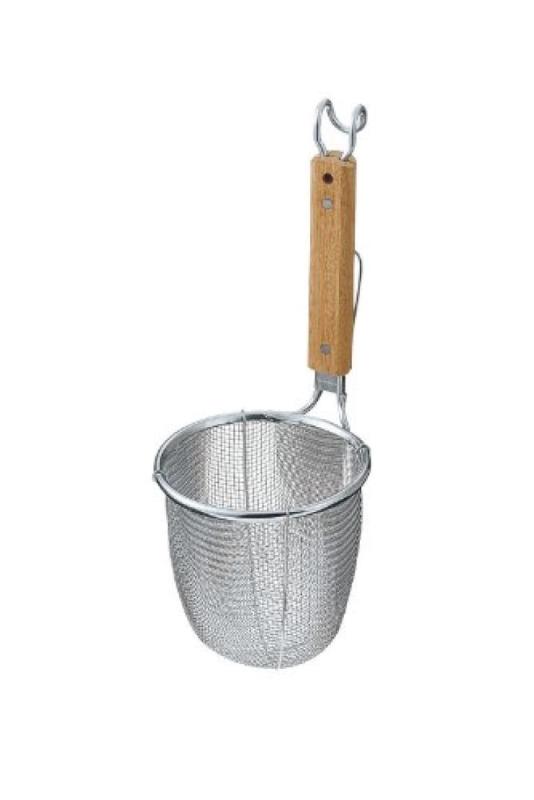 Rakuten - 新越金網 新越ワークス TS ラーメン専用パワーテボ 丸底 引掛付(8メッシュ) 本体:ステンレス鋼(18-8)/柄:天然木 日本 ATB1102