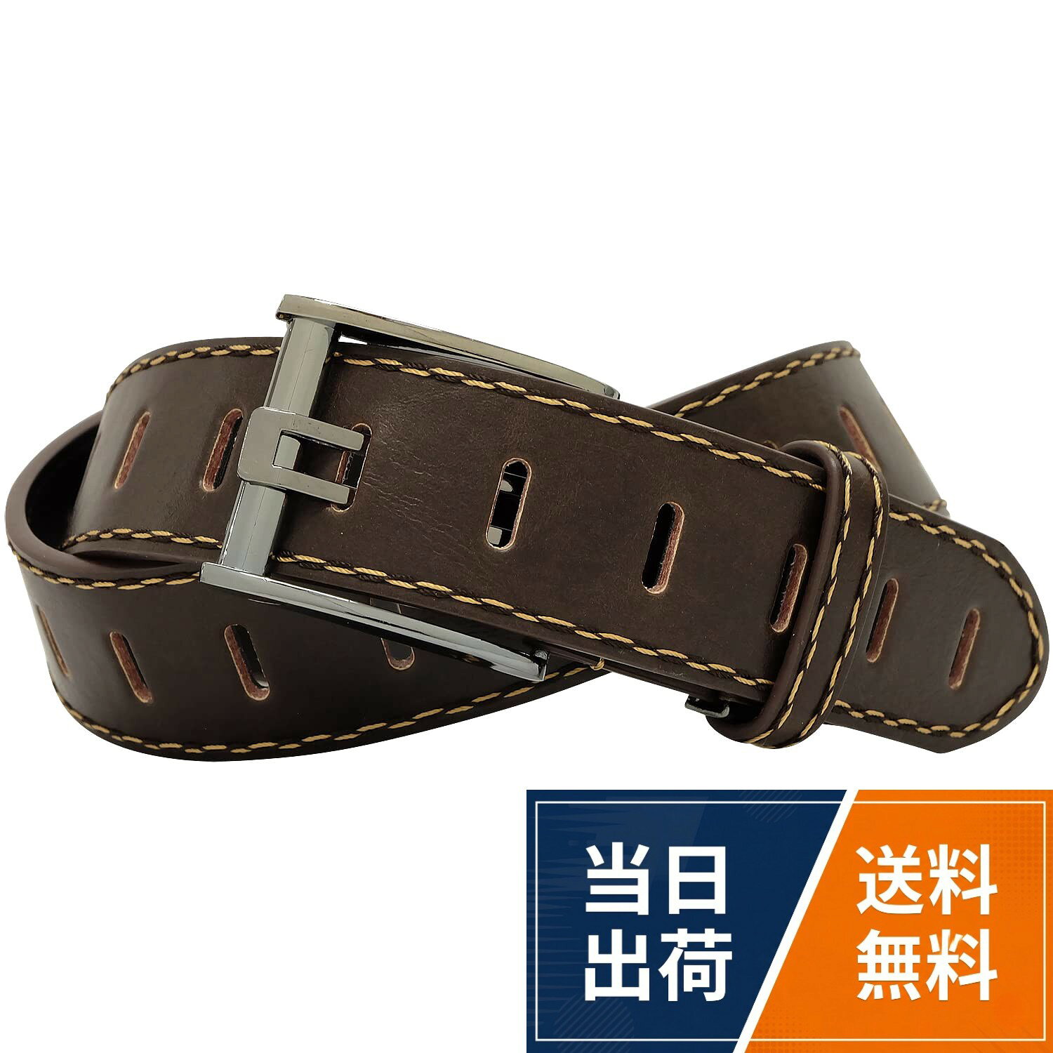 【送料無料】[BEEL] ベール 波型ダブルステッチ連続ピンベルト メンズ レディース カジュアル ベーシック シンプル