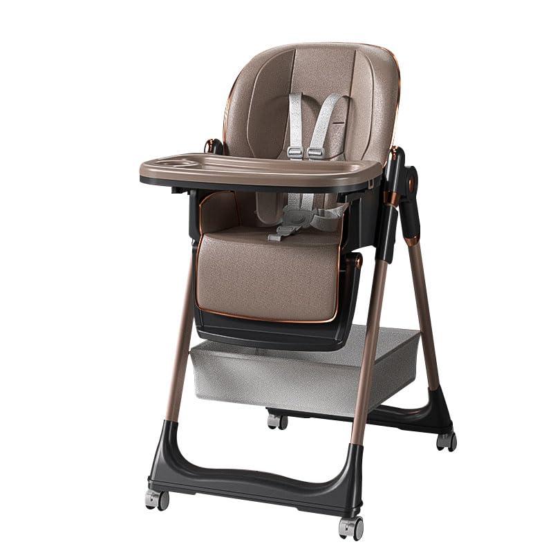 HZDMJ ベビーチェア ハイチェア ローチェア 2way 赤ちゃん用 キッズチェア 折りたたみ コンパクト クライニング 高さ調節可能 5点式安全ベルト 立ち上がり防止 キャスター付き 離乳食 お食事