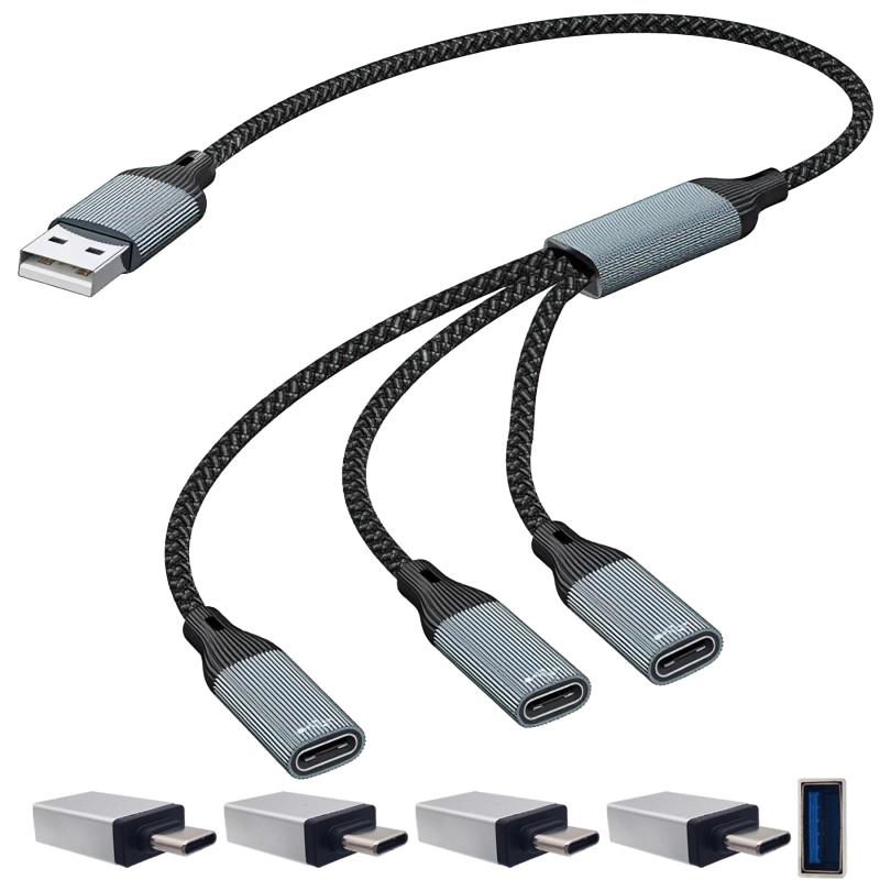 CTRICALVER 3 in 1 USB���ץ�å��������֥롢�ʥ������Ԥ�USB�Ÿ����ץ�å����ʥ���1�ݡ��ȡ�Type C�᥹3�ݡ��ȡˡ��ޥ���ݡ��Ƚ��š�...