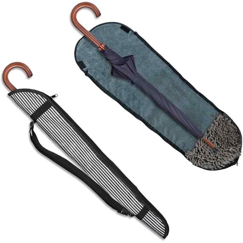 YUWENW 傘カバー 長傘用 1個セット 傘袋 75cm 全面 超吸水 カバー肩紐付き 軽量 マイクロファイバー 防水 調節可能 斜め掛け 雨傘 防カビ 速乾 梅雨対策 通学 通勤 車内 携帯便利