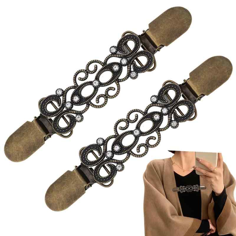 [LKCCTK] ストールクリップ 2個セット レトロヴィンテージデザイン ストールずり落ち防止 カーディガン セーター 披肩のアクセントに 結婚式 パーティー 服装小物