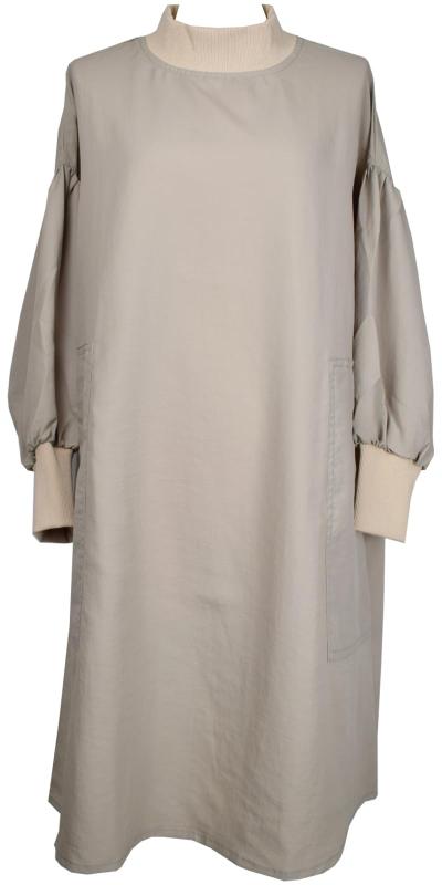 [ベリーベリー] かぶるだけ 割烹着 ロング丈 ナイロンワッシャー 花粉・黄砂対策 リブ 撥水 シンプル 無地 ハイネック