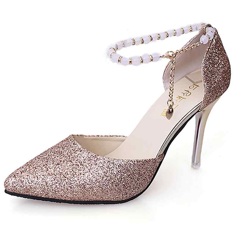 [babester] [ベイブスター] パンプス 8cmヒール ラメ おしゃれ ベルト付き 結婚式 パーティ レディース きれいめ 美脚 B550