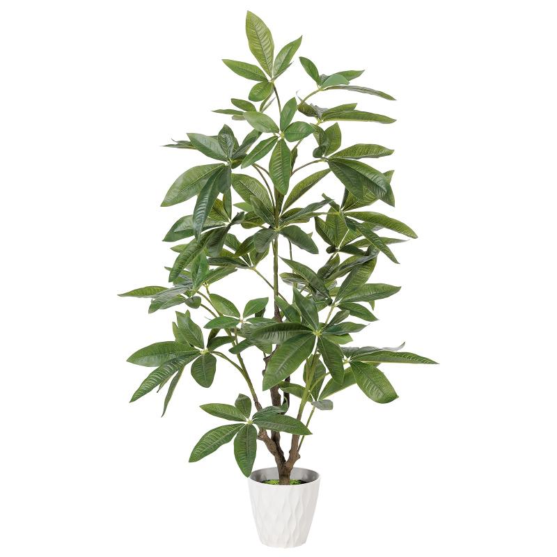 LYERSE フェイクグリーン パキラ 人工観葉植物 多幸の木 光触媒 人工観葉植物 室内インテリア リビング オフィス 贈り物 フェイク 幸運の木（白鉢）