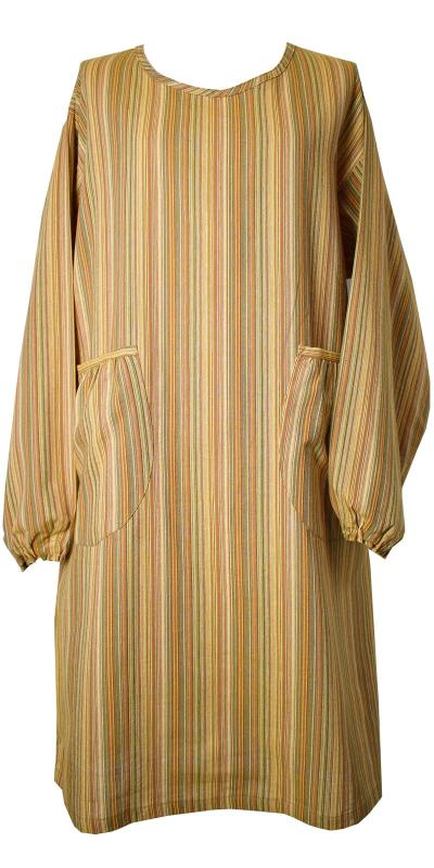 ベリーベリー お尻が隠れる割烹着 日本製 おしゃれ 軽量 しじら織り マルチストライプ