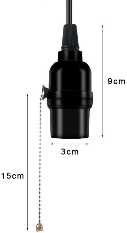 億兆堂 ペンダントライト 1灯用 ソケット E26口金 アンティーク照明器具 天井照明 工事不要 吊り下げ照明 シンプル レトロ モダン おしゃれ 工業系 LED対応 プルスイッチ付 ブラック 飾り 電