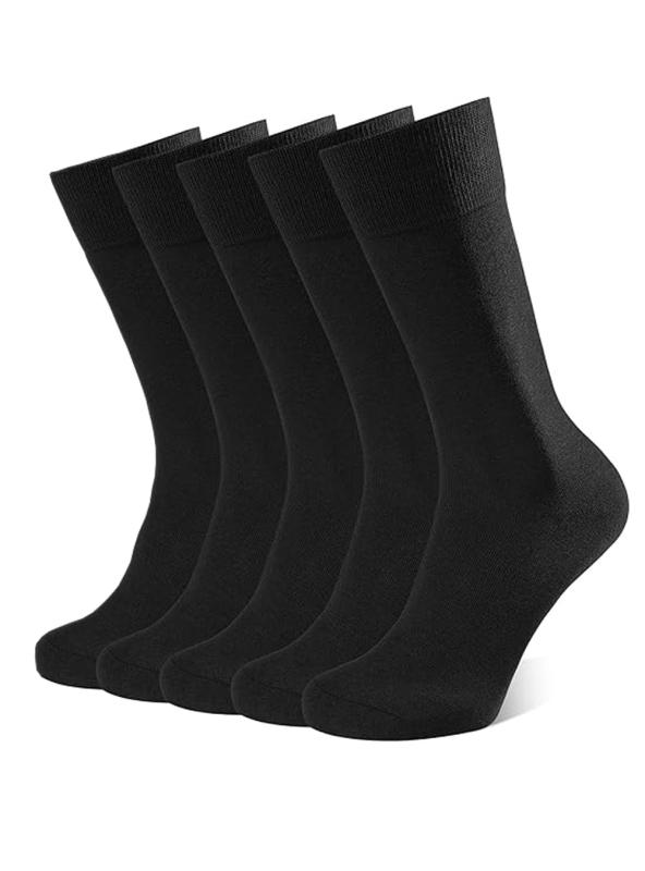 [LMLSHOU] メンズ ビジネスソックス, 黒, 綿混紡, 24-28cm, 抗菌消臭, 通気性優れ, 5足セット, オールシーズン対応, ビジネス・カジュ..