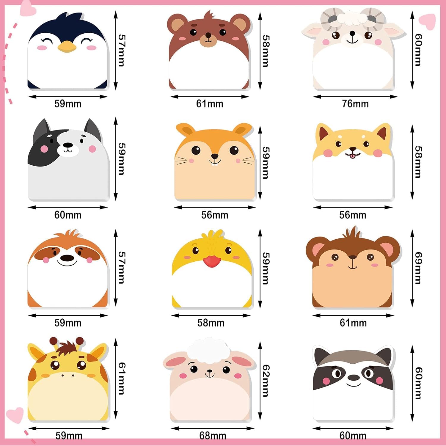 【送料無料】付箋 強粘着 可愛い動物型 ふせん ノートメモ用紙 見出し 付箋紙 学生...