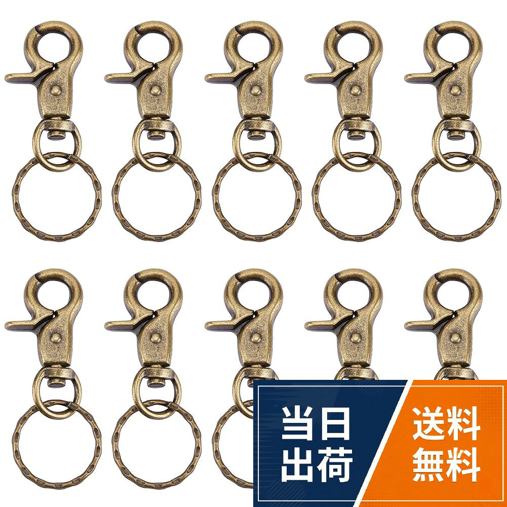 サイズ：63x25mm、約10個/キット。芸術と工芸品のための素晴らしい材料、創造的なキットとして使用することができます。。キーホルダーやストラップ作成。アクセサリーパーツの基本アイテム！ハンドメイド作品のパーツに是非ご使用下さい!!。大人気の手芸用品です。作り方、使い方は色々！手作りのネックレスやブレスレット、アクセサリーなど、あなたのセンスで素敵なハンドメイドの作品がお作りいただけます。。バッグ・アクセサリーの留め具部分の材料として、手芸用カン、平型フックで扱いやすい。をご用意していますので、お気に入る商品を選びましょう♪。クラフトプロジェクトの任意の種類のための理想的な付属品：ジュエリー作り、装飾や他の芸術工芸作品。PandaHall 約10個/箱 63x25mm ナスカン キーホルダー 2重 リング付き 金具 パーツ DIY用 鉄製 アンティークゴールド 手芸用品 クラフト用品 / キーホルダー