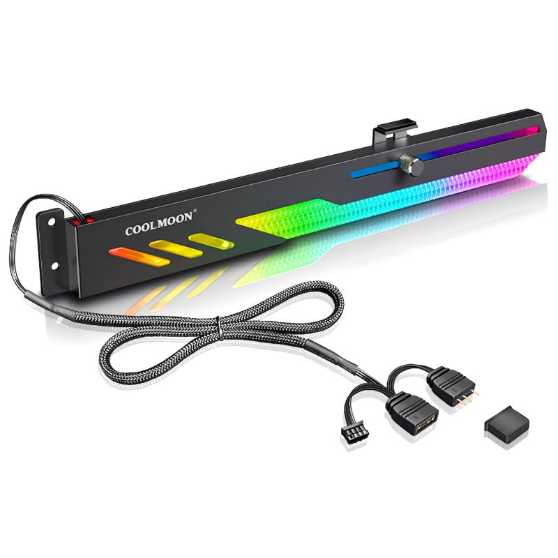 【スモールラボ】COOLMOON グラフィックボードブラケット GPU ホルダー LED ARGB 5v 3pin 28cm 支え 垂れ防止 脱落防止