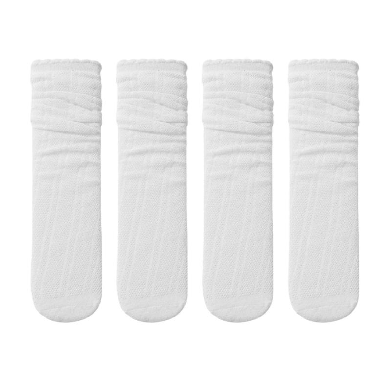 [JETSO 4U] キッズ 子供靴下 女の子 ソックス 4足セット ハイソックス 薄手 ガールズ 無地 可愛い 伸縮 通気性 吸汗 シンプル メッシュ シースルーソック 膝丈 通学 卒業式 発表会