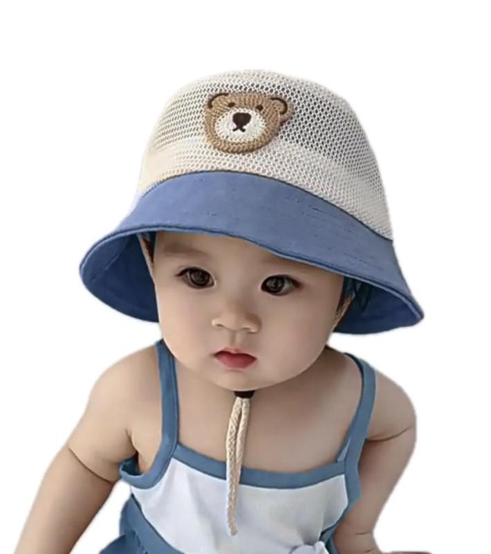 [$avage one] バケットハット コットン メッシュ 生後6か月～2歳 ベビー 赤ちゃん 子供 キッズ 女の子 男の子 帽子 紫外線カット UVカット 遊び 水遊び 海遊び 春夏 日焼け止め クマ