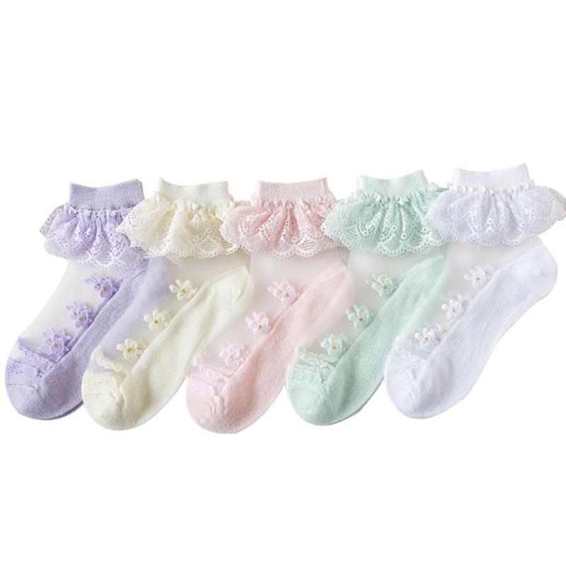樂天商城 - [eigenn] キッズ 靴下 子供 シースルー 薄型 女の子 花柄 レース ソックス ジュニア ガールズ お姫様 可愛い 夏 メッシュ 赤ちゃん 5足セット フォーマルソックス 通園 通学 結婚式 発表会 入学
