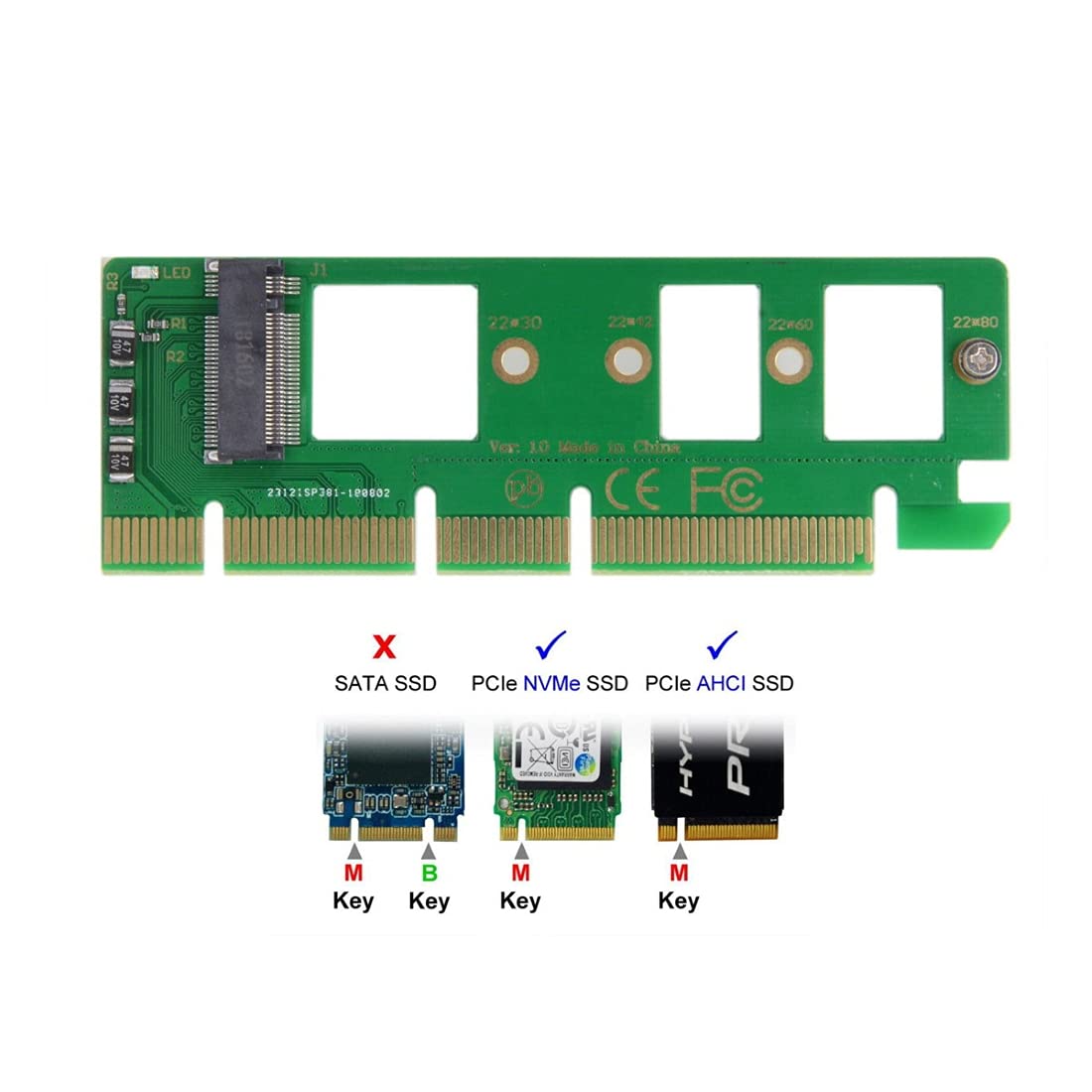 selectableの【送料無料】Chenyang NGFF M-Key NVME AHCI SSD to PCI-E 3.0 16x x16 Vertical Adapter with PCI-E Male to Female Extension Cable｜アングル3