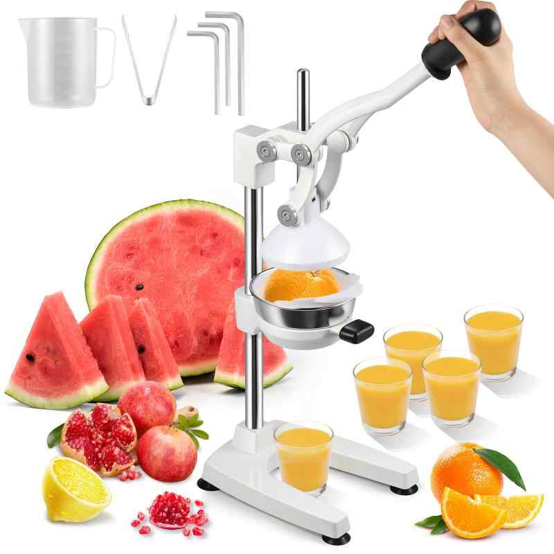 Hanchen 手動ジューサー 絞り器 搾り器 【1台2タイプ 計量カップ/クリップ付き】 高さ調節可 オレンジ・レモン・ぶどう・ザクロ・スイカに適用 家庭用 業務用