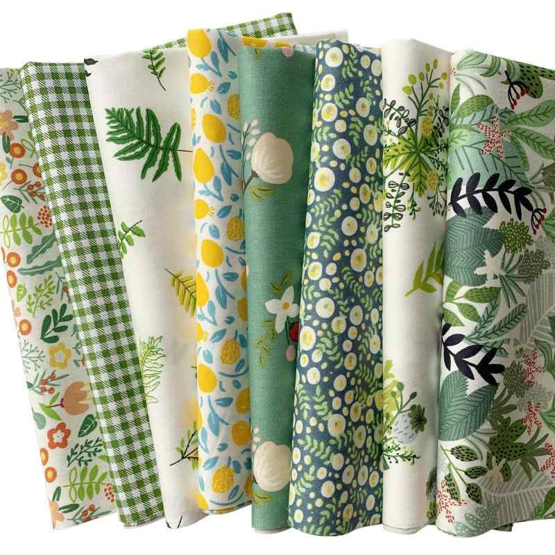 8枚 サボテン 花柄 生地 北欧 綿100% はぎれ 布セット DIY手作り 手芸用 カットクロス 50×40cm パッチワーク布 グリーン