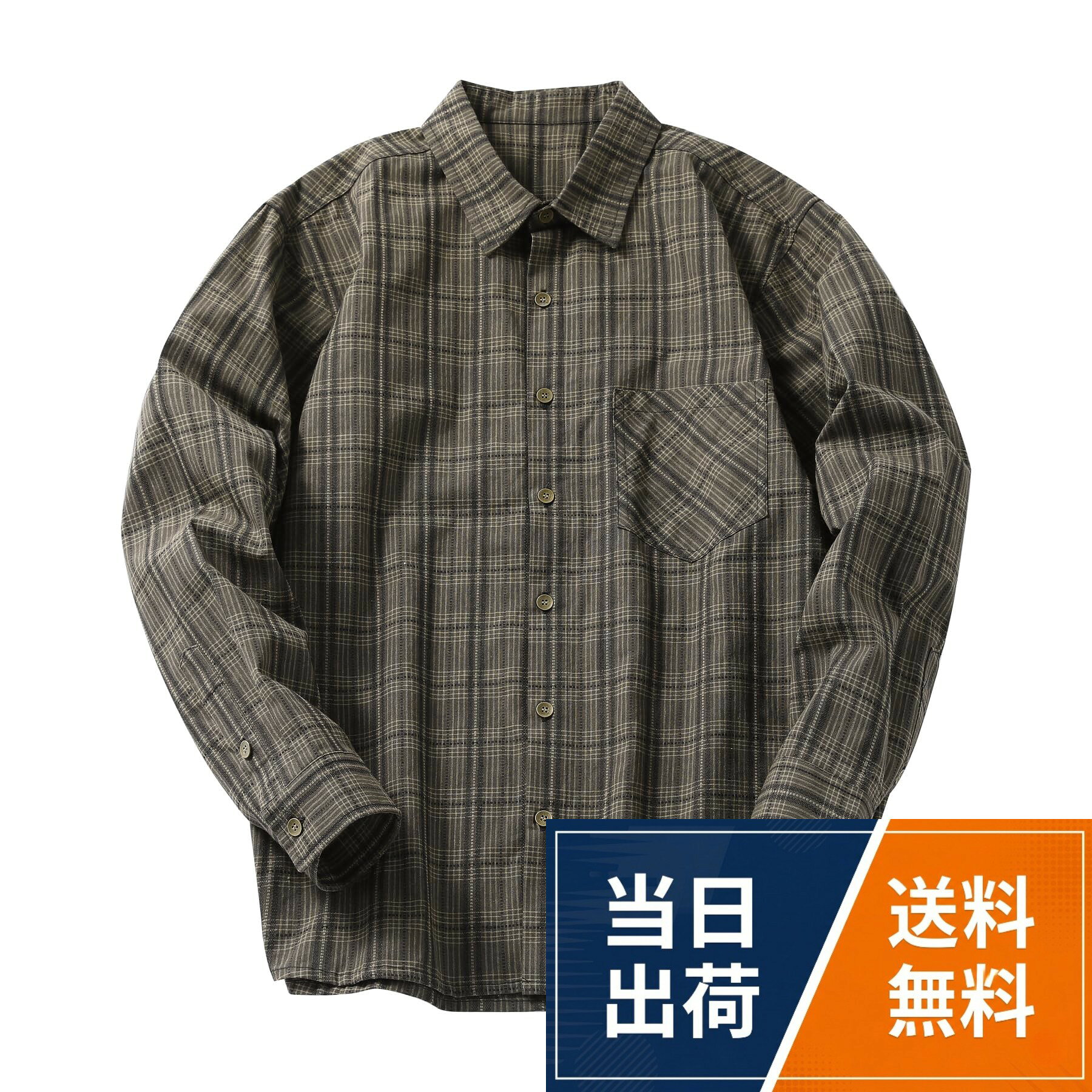 [FOMANSH] チェックシャツ 長袖シャツ 胸ポケット付き ゆったり おしゃれ カジュアル