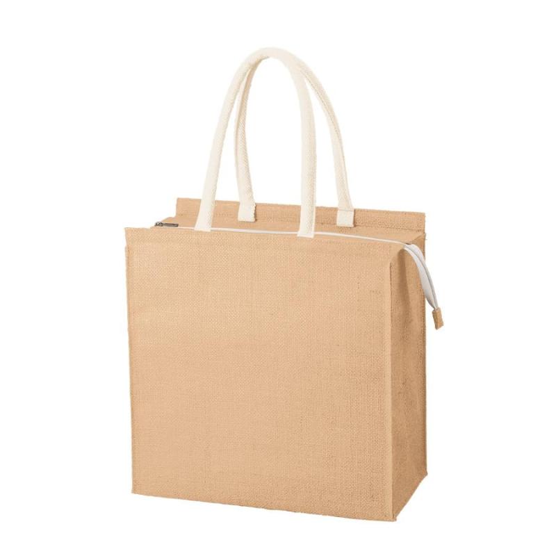 Rakuten - [トレードワークス] ジュート 保冷バッグ 17L | 買い物バッグ 大きめ ファスナー付 おしゃれ ジュートバッグ 大容量 無地 エコバッグ シンプル ナチュラル ショッピングバッグ レジバッグ レ