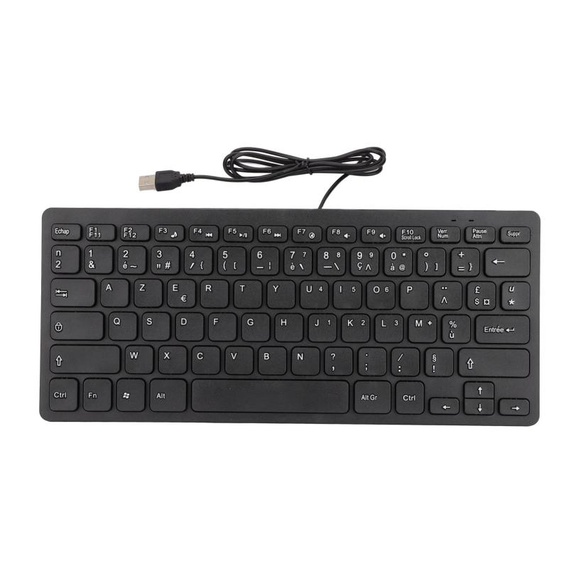 English Keyboard - Vbestlife ロシア語キーボードフランス語キーボードドイツ語キーボード、78キー有線USBコンピューターキーボードミュート超薄型ミニキーボード(フランス語)