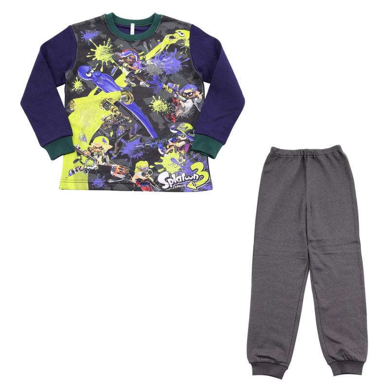 [Airin] パジャマセット バンダイ スプラトゥーン3 光るパジャマ 子供 長袖 長ズボン あったか パジャマ 裏起毛 上下セット キッズ 男の子 肌側綿100％ ナイトウェア 男子 小学生 保育園 お泊り