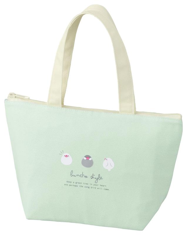 OSK(オーエスケー) 弁当袋 文鳥 ランチバッグ ファスナー付き 保冷 アルミ おしゃれ かわいい トートバッグ 男女兼用 子供用 学生 大人用 TB-14