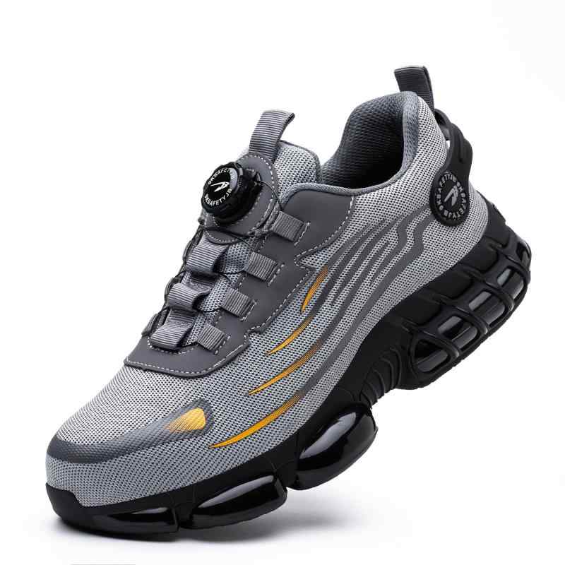 [COOU] 作業靴メンズ ダイヤル式 鋼先芯 安全靴ブーツレディース 通気性 釘踏み抜き防止 あんぜんぐつ 軽量 安全靴 衝撃吸収 作業ブーツ