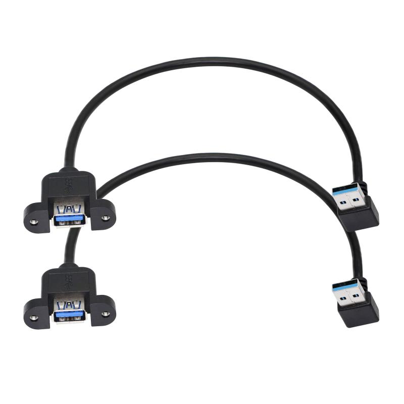 CERRXIAN パネルマウントusbケーブル、usb3.0ケーブル 30cm、USB Aポート(メス) - USB Aポート(オス) 3mmネジ穴付き