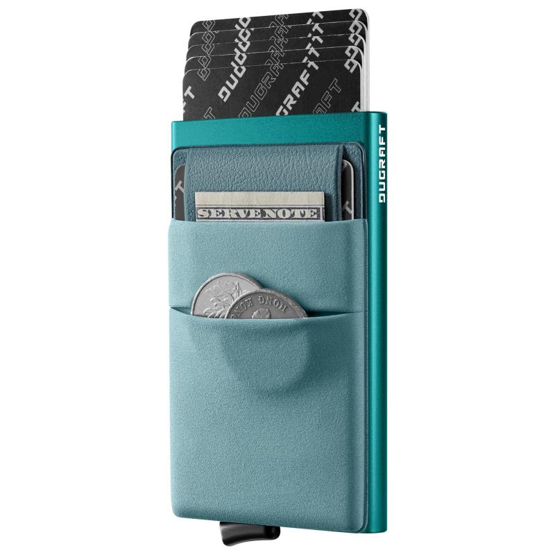 [DUGRAFT] カードホルダー スリムポップアップ財布 マネーポケット付き ミニマリストRFIDブロック メタルクレジットカードケース 男性用, ミニマリスト