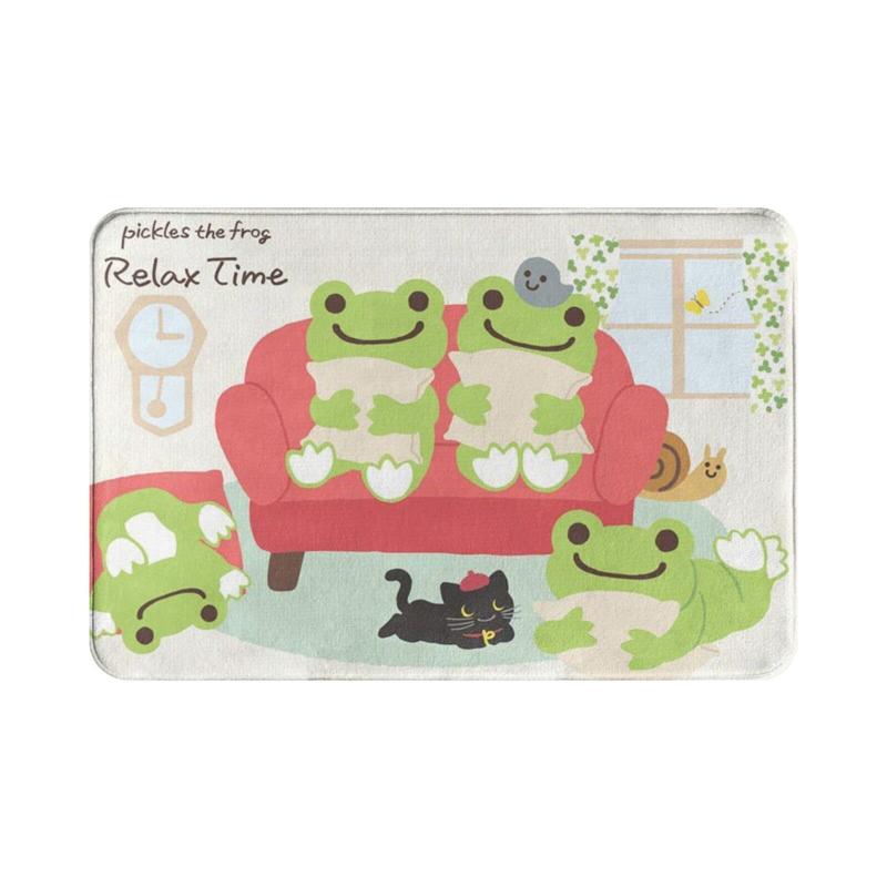 カエルのピクルス 玄関マット 屋外 室内 屋内 ドアマット おしゃれ 滑り止め 洗える 速乾 吸水 丸洗い バスマット ふわふわ ドアマット..