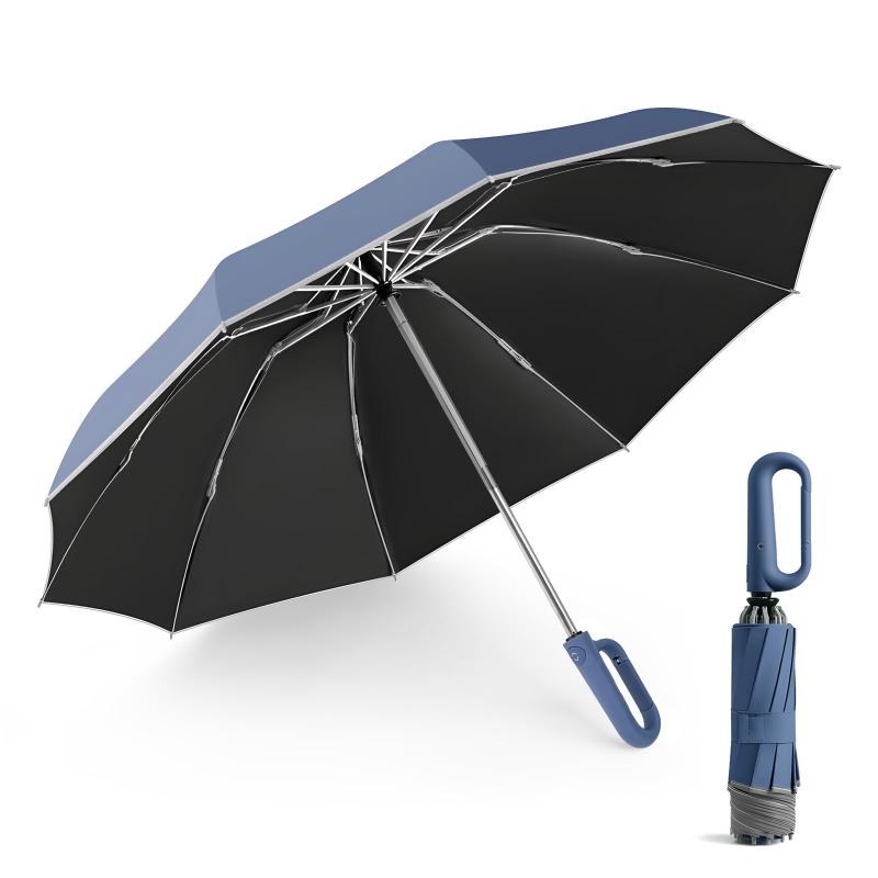 OWLKELA 折りたたみ傘 逆折り式 大きいサイズ 10本骨 ワンタッチ自動開閉 クイックシャット おりたたみ傘 遮光黒膠コート UVカット UPF50+ 晴雨兼用 撥水性 反射テープ付き 折り畳み傘 梅雨対策