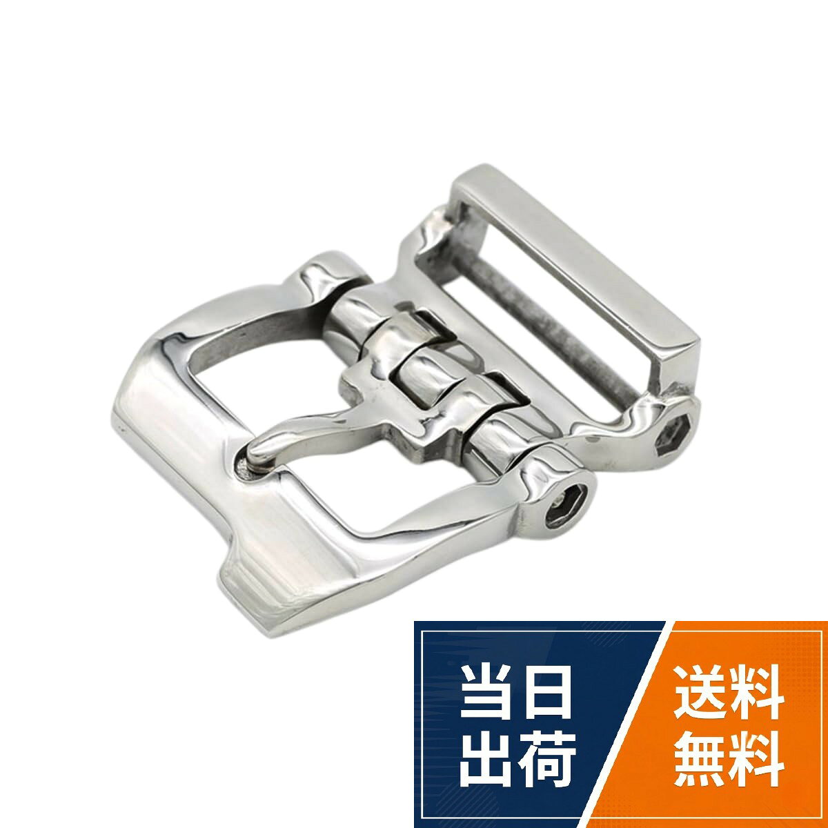 【送料無料】[kokungkuan] ステンレス製 ベルトバックル 40mm 機械式構造 重厚デザイン レザーベルト用 交換用 美錠