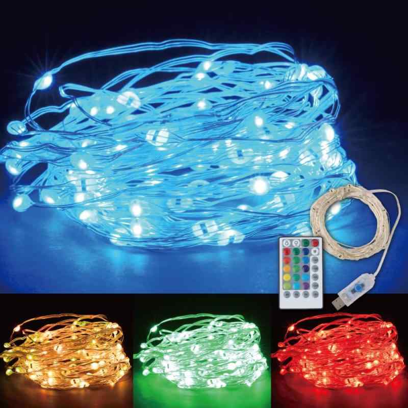 イルミネーション ライト LED リモコン付 100球 電池式 USB式 8パターン 屋外 室内 ガーデンライト 正月 クリスマス 飾り