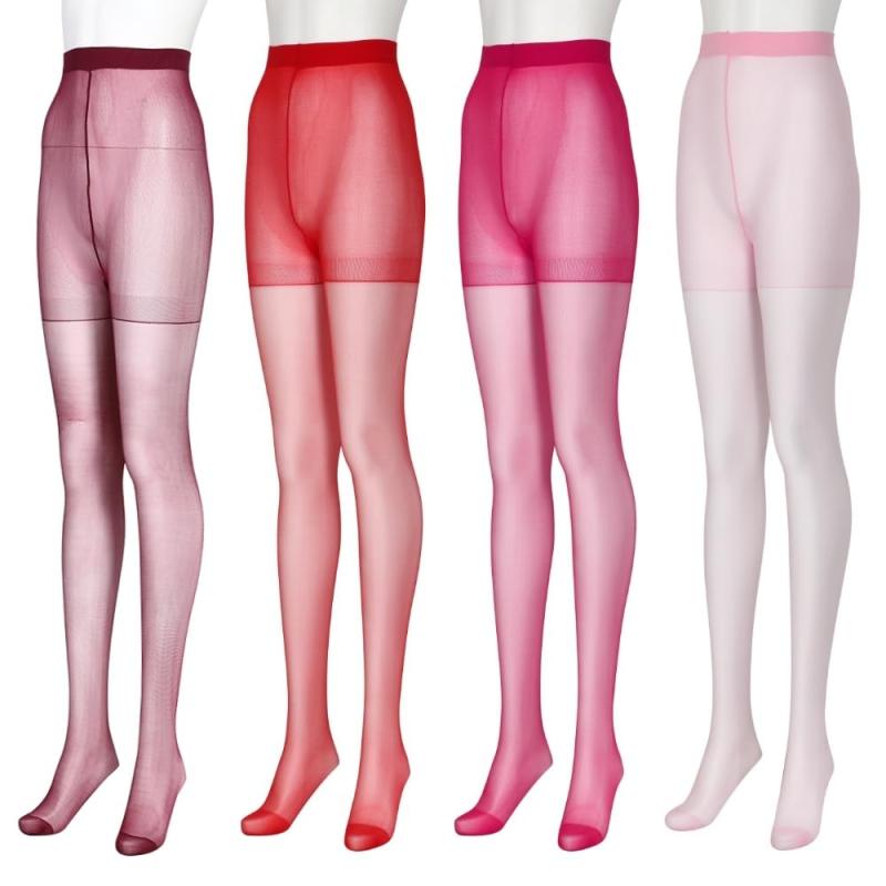 [FULL CHECK] 赤いパンティストッキング ピンク ワイン ショッキングピンク 明るい赤系パンスト4色