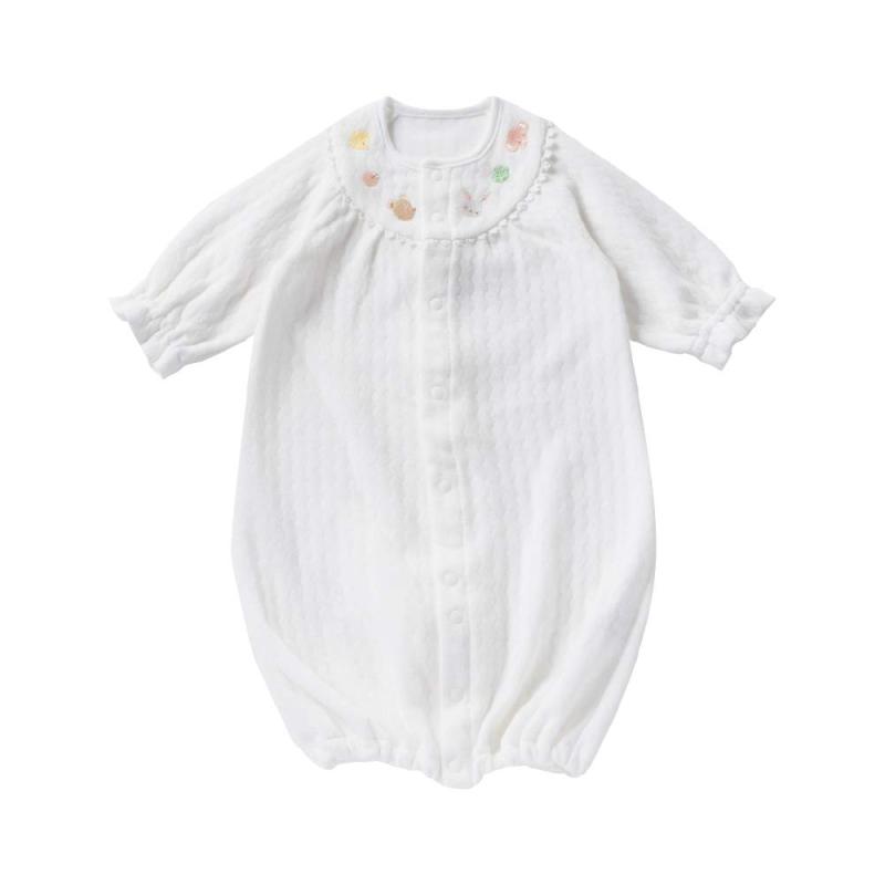 [クリーム デ ココ] 接結 シュプール ツーウェイオール くま うさぎ ぞう ひよこ 刺繍 [股スナップ付け替え/2way] 新生児 赤ちゃん 日本製 [ 秋冬向け素材 ] 50-70cm