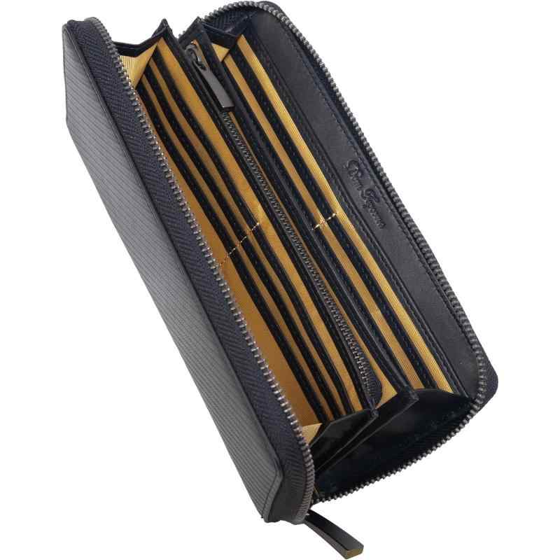 [Dom Teporna] 財布 メンズ 大容量 カード24枚 長財布 本革 レザー YKKファスナー ラウンドファスナー 小銭入れあり インナーゴールド 革財布