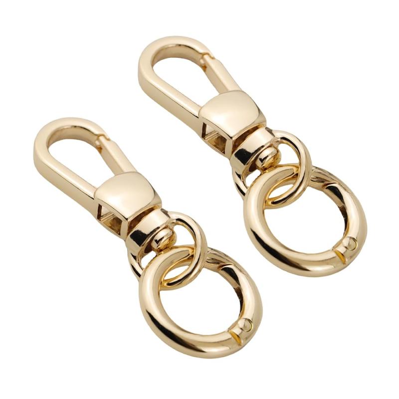 ナスカン 二重リング キーホルダー2セット レバーナスカン ワンタッチキーホルダー金具 回転カン付きナスカン 13mm キーリング 回転フック 手作り 手芸用品 ハンドメイド金具