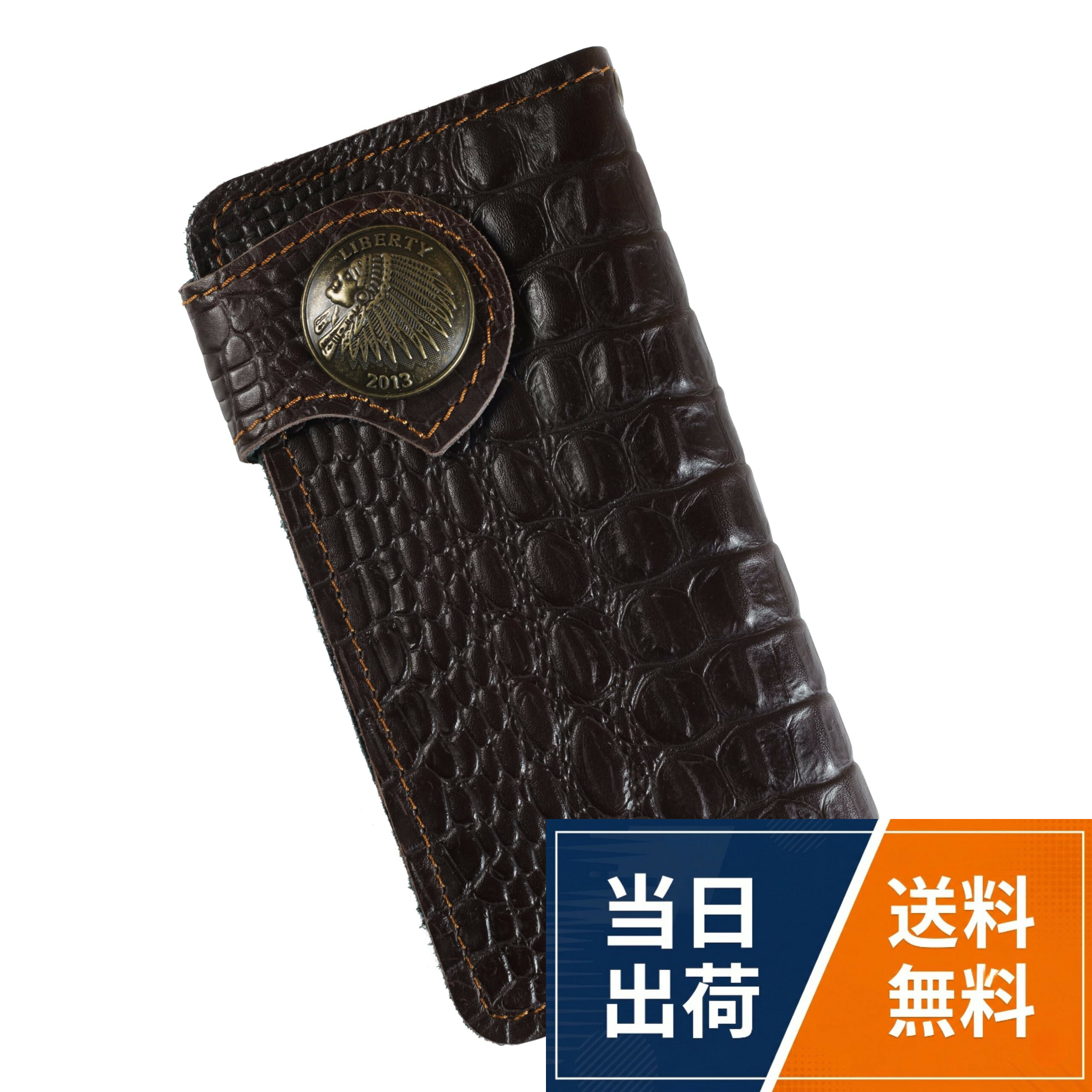 ✅素材：牛革外側：牛革クロコ型押し 内側：牛革。✅スペック：カード入れ×13、ファスナータイプ小銭入れ×1、お札入れ×2、フリーポケット×1、牛革ストラップ、ネジ式コンチョタイプ。✅カラー：ブラック、ブラウン、ダークブラウン、グリーン。✅サイズ詳細：縦19.5cm×横10cm×厚み3cm×重量180g[ASIAN ZACCA] 財布 メンズ バイカーズウォレット 長財布 クロコダイル 本革 牛革 クロコ型押し ライダースウォレット レザーウォレット 二つ折り 財布 メンズ 革財布 牛革 メンズ長財布 ロングウォレット 長サイフ アメカジ コンチョ sbb0037 / アメリカン