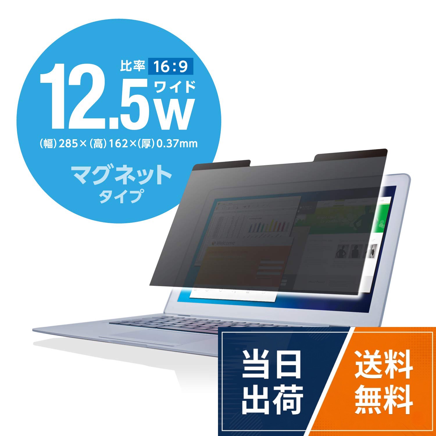 エレコム 12.5インチワイド~15.6インチワイド 覗き見防止フィルター マグネット式 プライバシーフィルター 液晶保護フィルム ブルーライトカット 反射防止 両面使用 着脱簡単