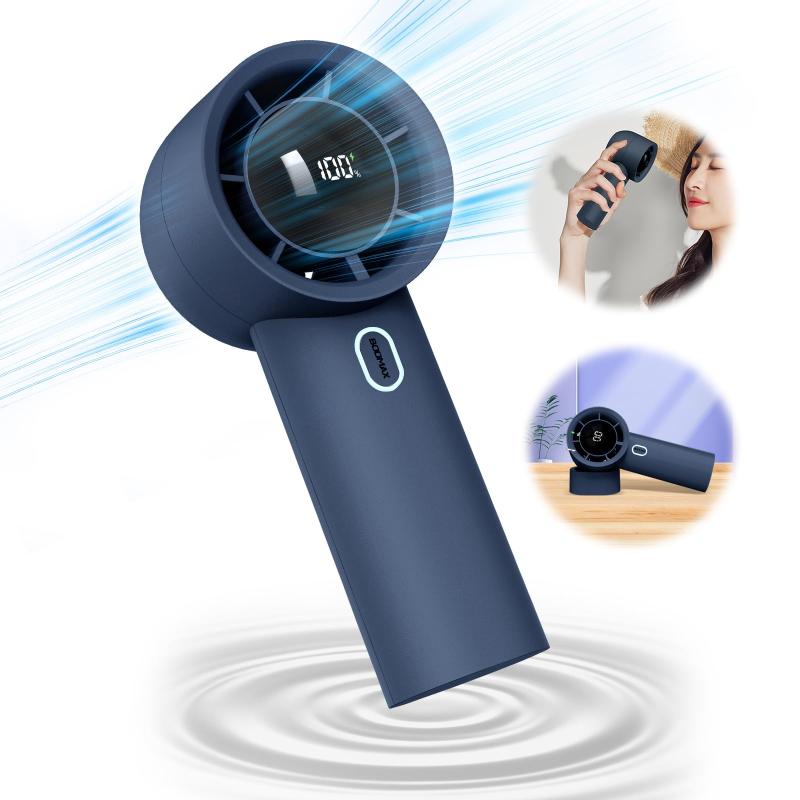 Boomax ハンディファン 携帯扇風機 手持ち扇風機 卓上扇風機 5000mAh 大容量バッテリー 6枚羽根 爆風力・瞬間冷感 最大15時間動作 30dB静音 角度調整 DCモー