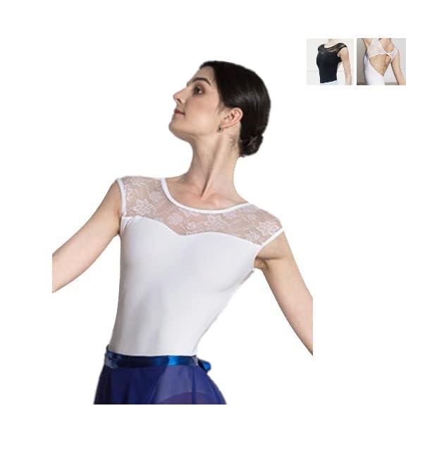 ProDance(プロダンス) ホワイト ブラック レース ハーフカップ レディース バレエレオタード PLHA023M