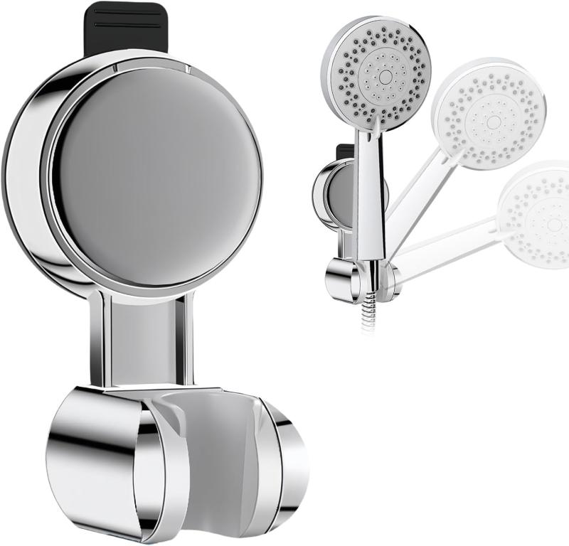 Giitoo シャワーアーム 強力吸盤式 花洒ホルダー シャワーヘッド固定スタンド 角度調整可能 壁掛け式 賃貸対応 穴あけ不要