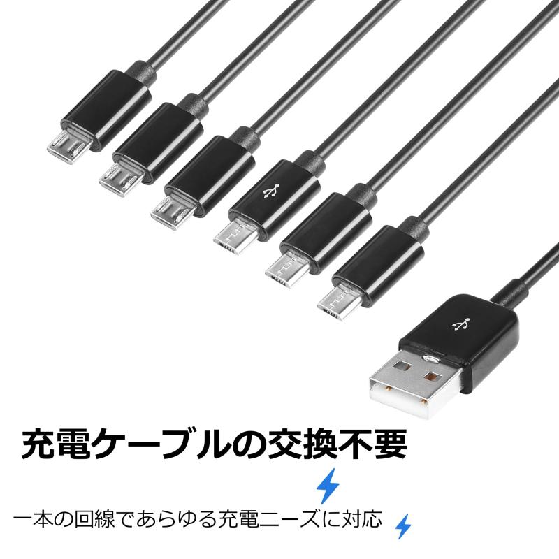 CERRXIAN USB 1オス-6オスmicroスプリッタYケーブル micro YスプリッターUディスク、キーボード、マウスのデータ転送、低電力ファンなどのUSBデバイスの電源供給をサポート0.5M