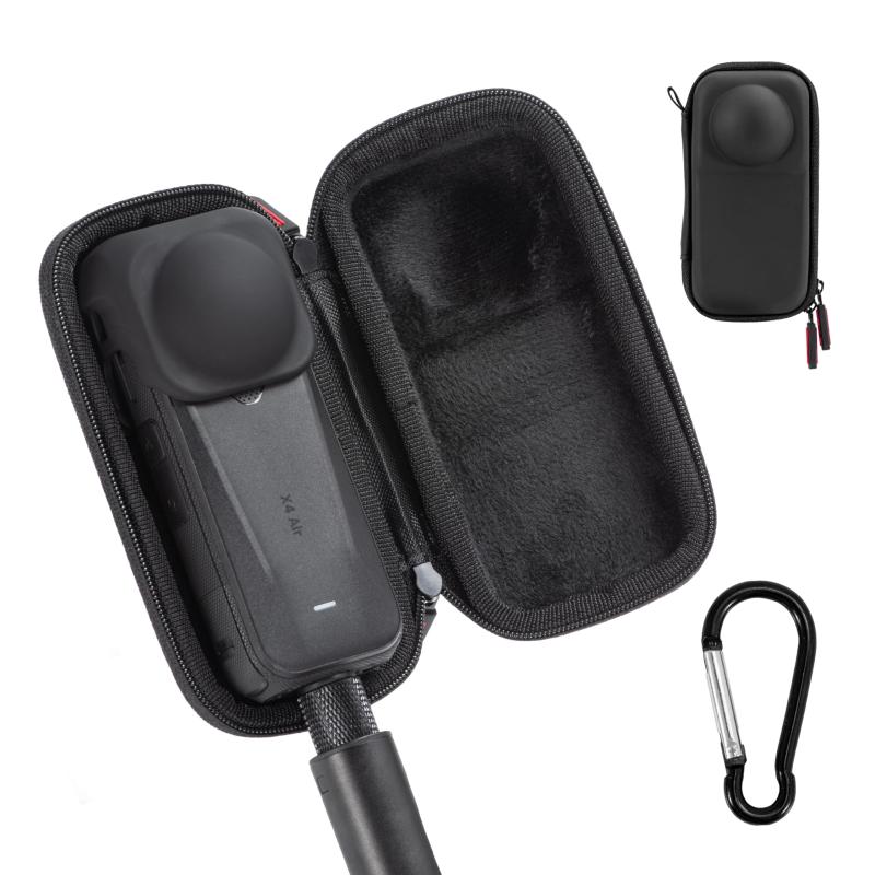 Insta360 X4 Air 対応キャリングケース(オリジナルレンズキャップ）のための運搬ケース ストレージバッグ旅行保護カバーInsta360 X4 Air対応付属品のためのカラビナー付きハードシェル